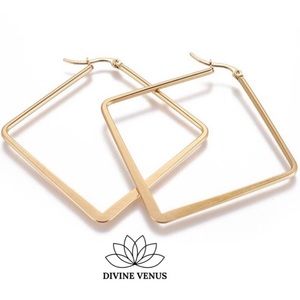 Rhombus Gold Plated 304 Stainless Steel Earrings
